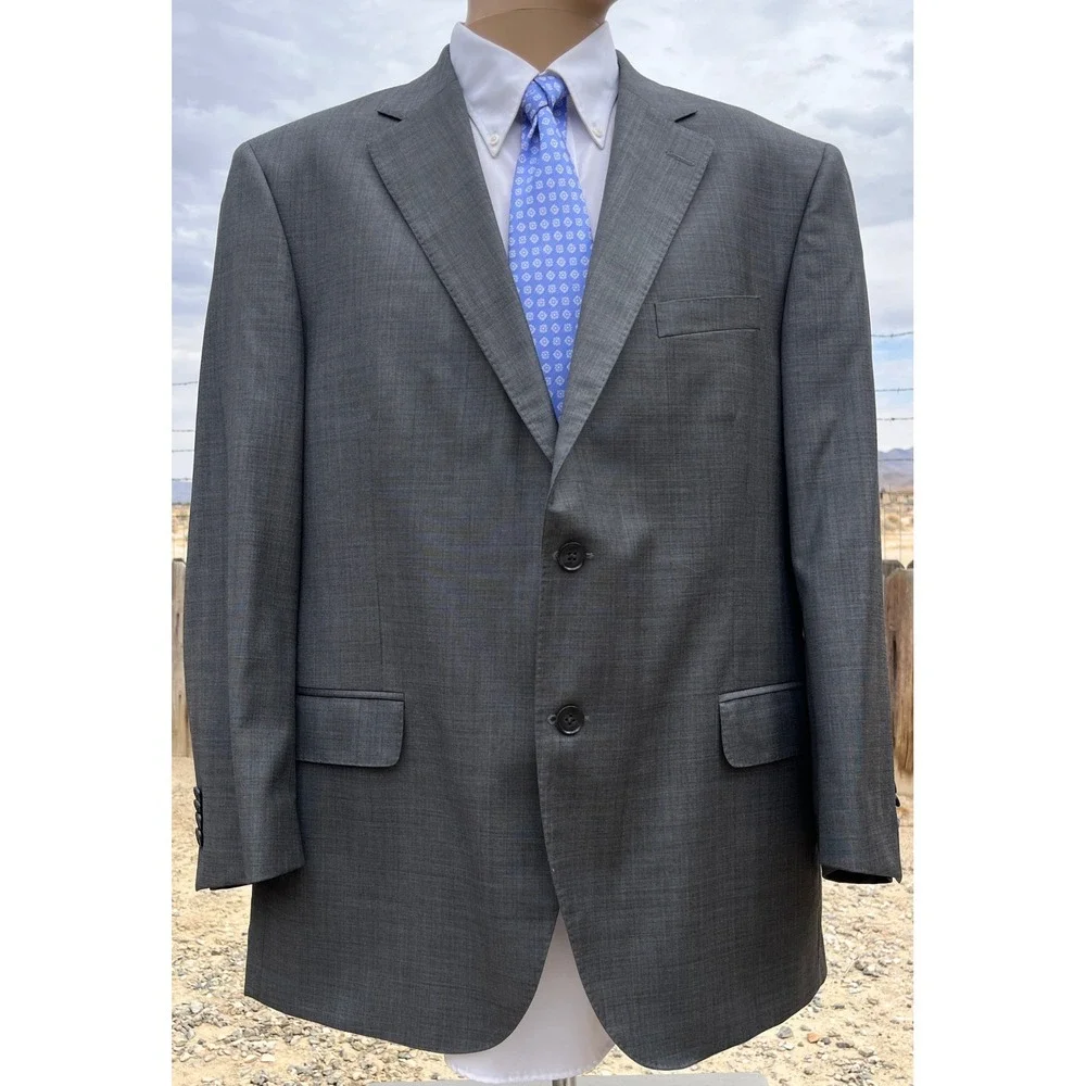 Peter Millar Suit Jacket Blazer Mens 46R Gray Pure Virgin Wool Two Button Blazer